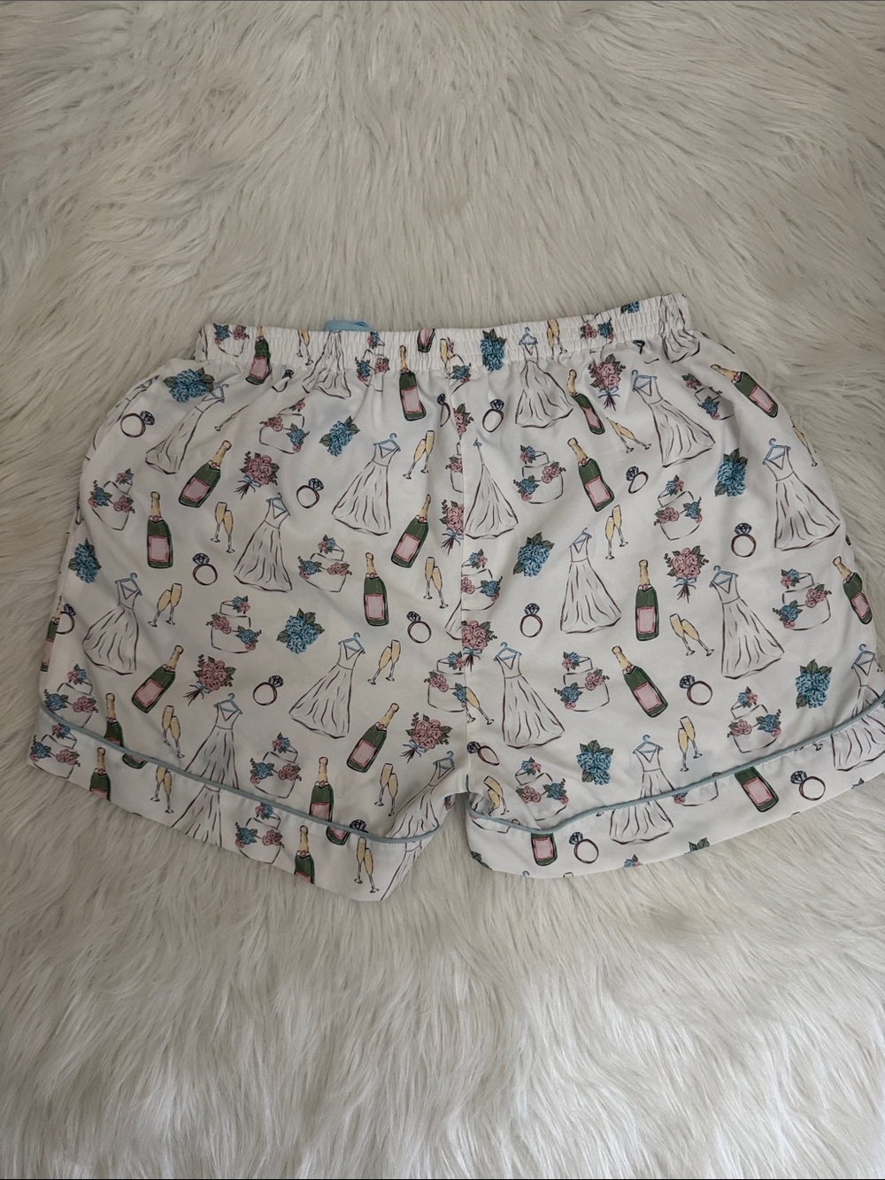 Mud Pie White Bride Floral Pajama Sleepwear Shorts Size M - Picture 7 of 14